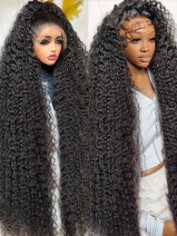 Perruque Lace Front Wig brésilienne naturelle, cheveux humains bouclés et amples, 13x4, 13x6, 30, 40, 44 pouces, 250%, Deep Wave, Transparent, 240229, pour femmes
