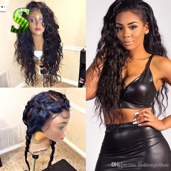 Lâche Bouclés 360 Dentelle Frontale Perruque Naturel Noir Couleur Kinky Curl Simulation Perruques de Cheveux Humains Pour Les Femmes Synthétique