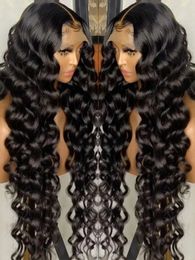 Perruque Lace Front Wig naturelle brésilienne, cheveux humains, Loose Deep Wave, 134 HD, sans colle, 136 HD, pour femmes, 240127