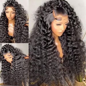 Loose Deep Wave Lace voorkant menselijk haarpruiken voor vrouwen zwart 13x4 kanten frontale pruik transparante hd -kant gluess synthetische pruik voorgeplukt pich