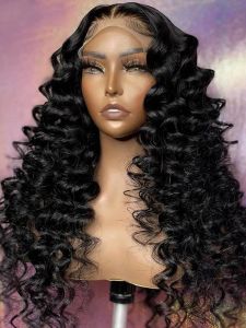 Loose Deep Wave Lace Front Haren Haarpruiken voor vrouwen Braziliaanse glueuze 13x4 HD Lace frontale pruik vooraf geplukte zwart/rood/blond/blauw gekleurde synthetische pruik