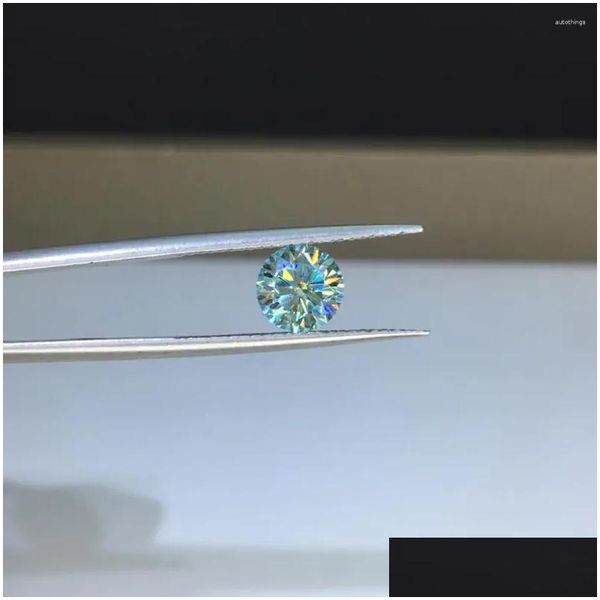 Diamants en vrac 1 ct Vvs1 Bleu Moissanite Rond Excellente Coupe Passe Diamant Test D Couleur Saphir Pierre Pour Bagues de Fiançailles Drop Delive Otfl6