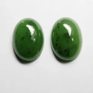 Diamants en vrac 2 pièces/lot ovale 18 13mm 10 Carats, cabochon à dos plat, pierre précieuse de Jade vert naturel, pierre de jaspe russe pour bague