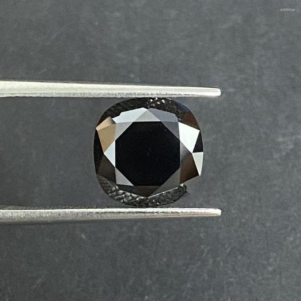 Diamants en vrac 5x5MM VVS cultivés en laboratoire, pierres précieuses Moissanite noires, coussin coupé, pierre de diamant en vrac pour boucle d'oreille