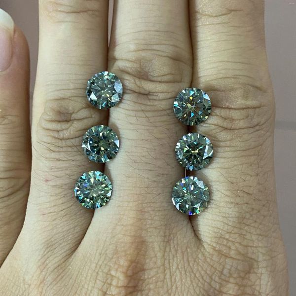 Diamants en vrac cultivés Moissanite excellente coupe 1ct 6.5mm pierre bleu vert pour boucle d'oreille bague de fiançailles
