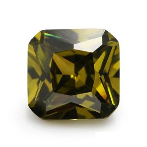 Diamants en vrac de haute qualité 100 pièces/sac 6x6 mm Asscher forme de coupe à facettes 5A perles de zircone cubique carrées noires pour bijoux Dh3Zy