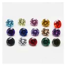 Losse diamanten Hoge kwaliteit 50 pc's/zak 5 mm Zirkoon Gems Round Heart Ovaal gesneden 12 kleuren 5a kubieke zirconia edelsteen kralen voor deli dhvmf