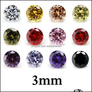 Losse diamanten sieraden 100 stks / zak M Ronde Cut 5A Zirkoon Kralen Gem Hig Kwaliteit Cubic DIY VVS edelstenen Bevindingen Groothandel 12 Kleuren Beschikbaar