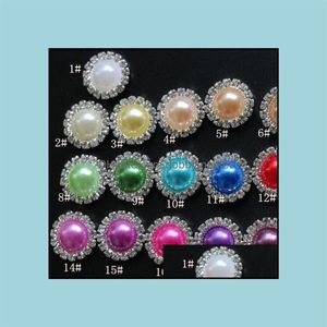 Losse Diamanten Sieraden 16Mm Platte Achterkant Kristal Parel Knoppen 50 Stuks Lot 19 Kleuren Metaal Strass Diyl Drop Levering 2021 Qf5Z72551