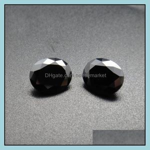 Bijoux en diamants en vrac Pierre de couleur noire 8 tailles 2 * M-4 * 6Mm Ovale Hine Cut Cubic Zirconia Synthétique Perles de pierres précieuses pour faire 500Pcs / Lot Drop