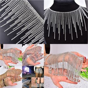 Losse Diamanten Lange Kwast Trim Strass Decoratie Ketting Diy Stage Sexy Rok Kristal Diamant Fringe Naai Jurk Kledingstuk Accessoires 230808