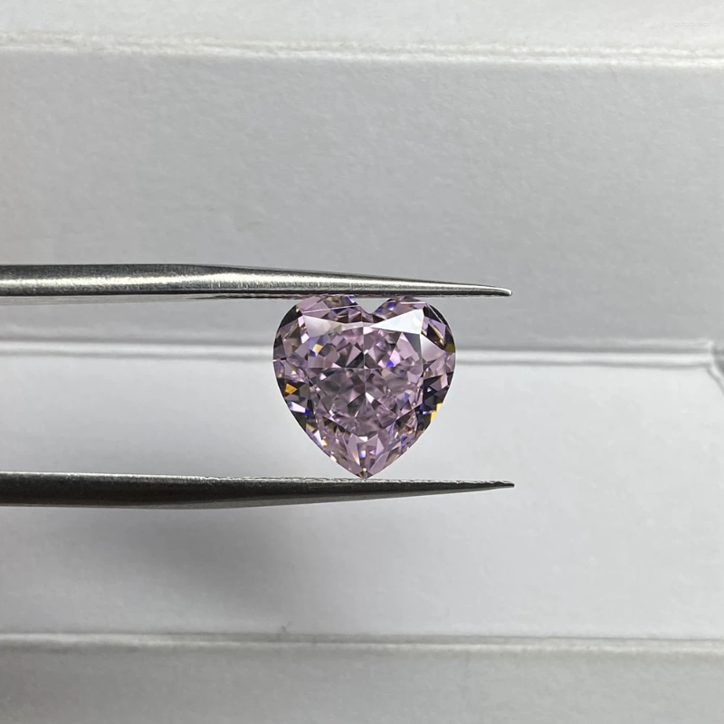 Löst diamanter Meisidian 10x10mm hjärtkrossad skurna kubiska zirkonier 8.5 karat ljusrosa cz diamant