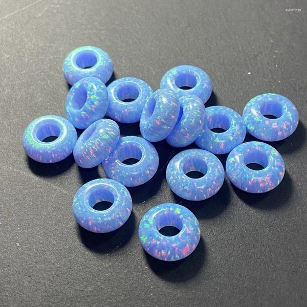 Diamantes sueltos 2 piezas Meisidianas 13.5x6.4 mm Opal 5.8 mm Holce completo Beads sintéticos azules