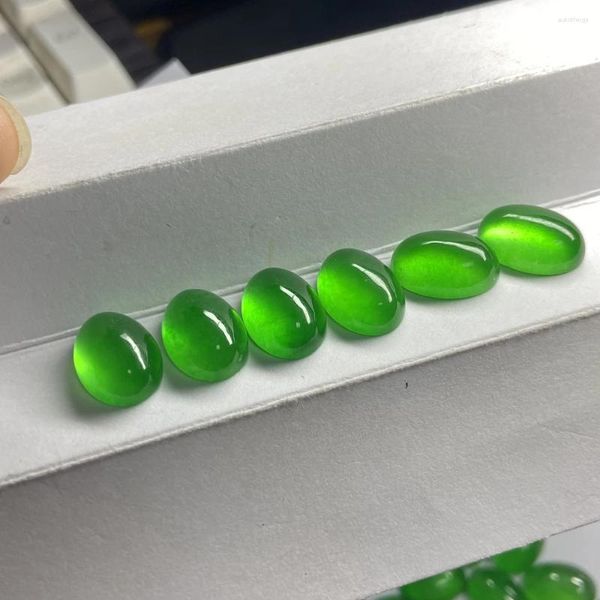 Diamants en vrac Meisidian 3A qualité 10X14mm cabochon à dos plat naturel vert Jade Myanmar birmanie jadéite pierre