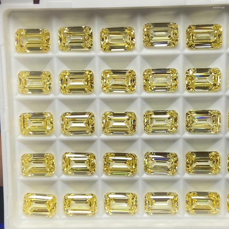 Gevşek Elmaslar Meisidian 6a 6x9mm 3.6 Karat Emerald Cut Kübik Zirkonya Civiled Sarı CZ Elmas