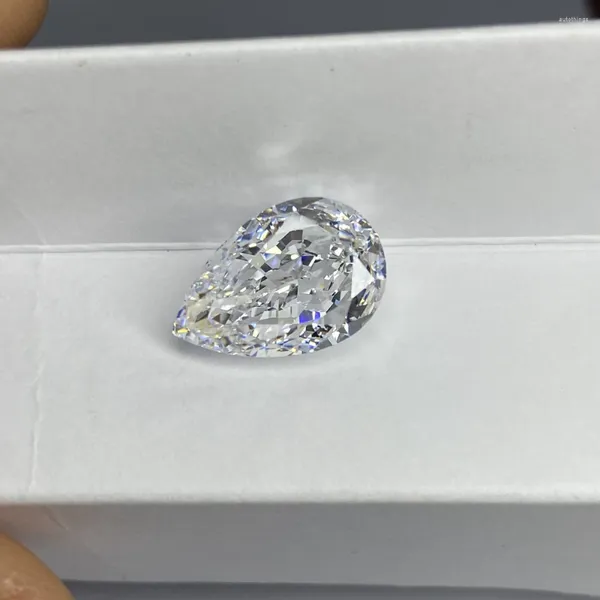 Diamants en vrac Meisidian 6A blanc CZ 9x13.5mm 5 CTS en forme de goutte de poire, pierre de diamant en zircone cubique coupée écrasée glacée