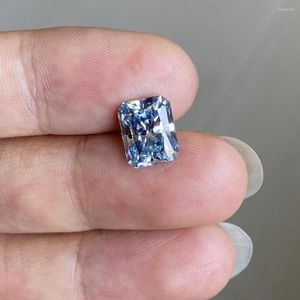 Diamantes sueltos Color meisidiano 8x10 mm 4 quilates Corte radiante Moissanite Diamante azul profundo Precio por quilate