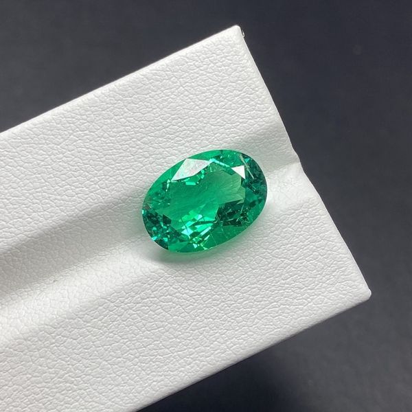 Diamants en Vrac Meisidian Ovale Brillant Cut 8x6mm Grown Muzo Green Emerald Stone Ring 230503