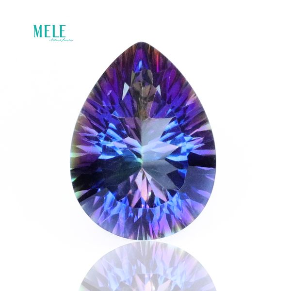 Diamants en vrac Cristal naturel Arc-en-ciel bleu quartz 78ct poire Mystic Crystal revêtement goutte d'eau DIY Pendentif Boucle d'oreille Anneau pierre 230619