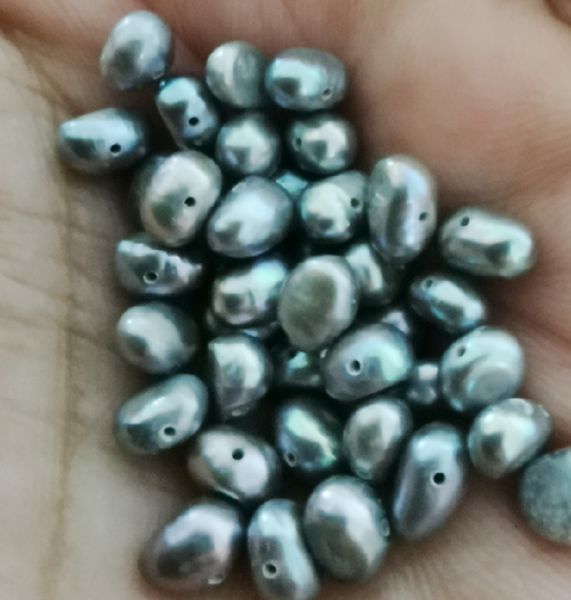 Diamants en vrac en gros 20 pièces autour de 6x5x4mm mer naturelle véritable gris bleu perle bijoux collier à faire soi-même Bracelet entièrement percé 230619