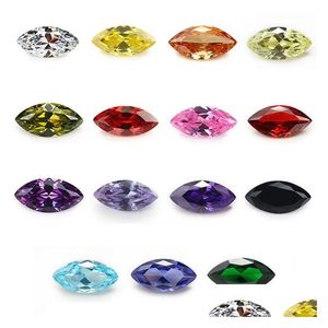 Diamants en vrac en gros 30 Pcs / sac 6X12 Mm Mix Couleur Facettes Marquise Coupe Forme 5A Cubic Zirconia Gemstone Perles Pour Bijoux Dhznb