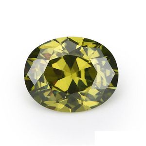 Diamants en vrac en gros de haute qualit￩ 100pcs / sac Olive vert 9x11 mm Face ￠ facette ovale 5A VVS CUBIC Zirconia Dro Dhrau