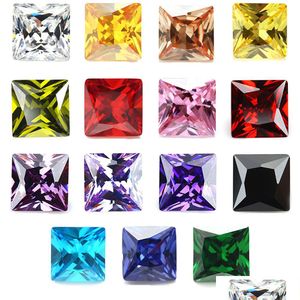 Losse diamanten groothandel mix kleur 30 pc's/ zak 4x4 mm prinses gefacetteerde gesneden vorm 5a vvs kubieke zirconia voor sieraden diy dr dhj5v