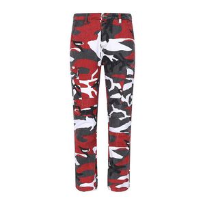Coupe ample Camouflage rouge tendance de la mode décontracté hommes fermeture éclair conception jean pour hommes