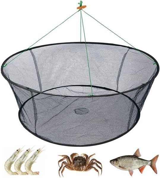 Filet de pêche pliable automatique, pliable, Cage à crevettes, en Nylon, piège à poisson, crabe, réseau moulé, accessoires 256r1391915