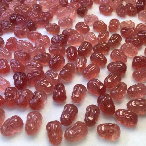 Piedras preciosas sueltas 1 pc fengbaowu joyas de cuarzo de fresa roja natural fabricando para pulsera de cristal tallado diy animal tallado