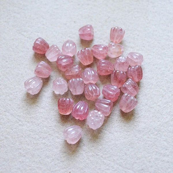 Piedras preciosas sueltas 10 11,5 mm rosa fresa cuarzo cristal cuentas de calabaza para hacer joyería DIY collar pendiente pulsera encanto colgante