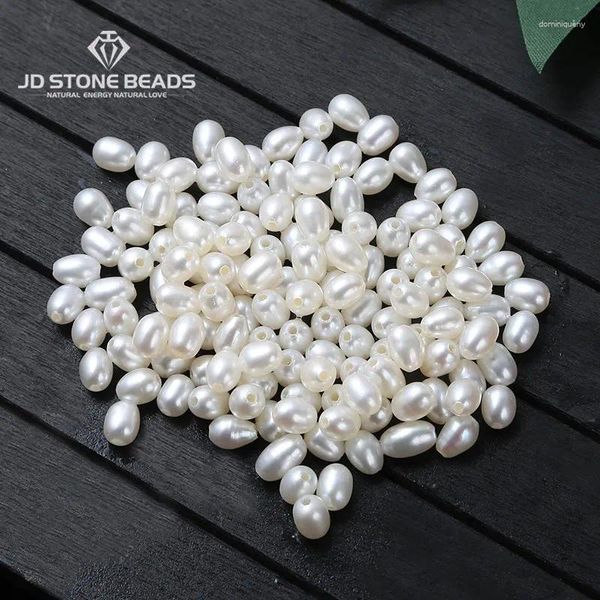 Pierres précieuses en vrac 10 pièces/lot de perles d'eau douce naturelles en forme de riz, perles de 4.5mm, grand trou de 1.2mm pour la fabrication de bijoux, boucles d'oreilles et colliers à faire soi-même