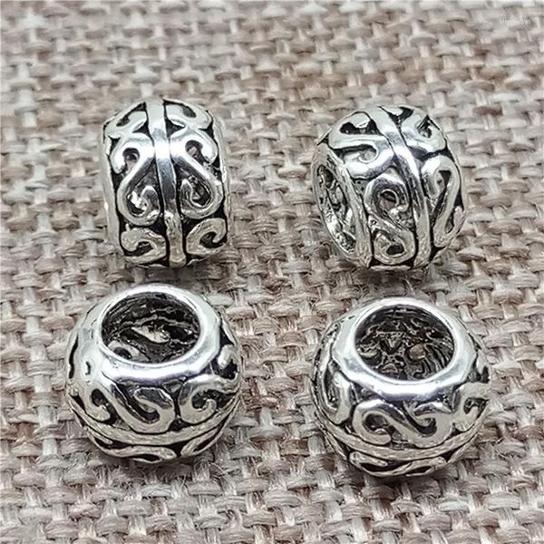 Piedras preciosas sueltas, 10 piezas de cuentas Rondelle S de plata de ley 925, agujero de 4 mm para collar de pulsera