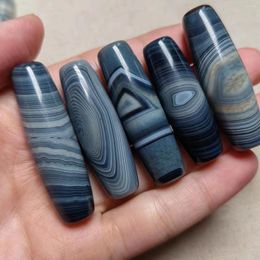 Piedras preciosas sueltas 10 unids/lote ágata de seda Natural Dzi 40-50mm azul patrón maravilloso cuentas joyería razas raras etnografía trabajo manual Diy