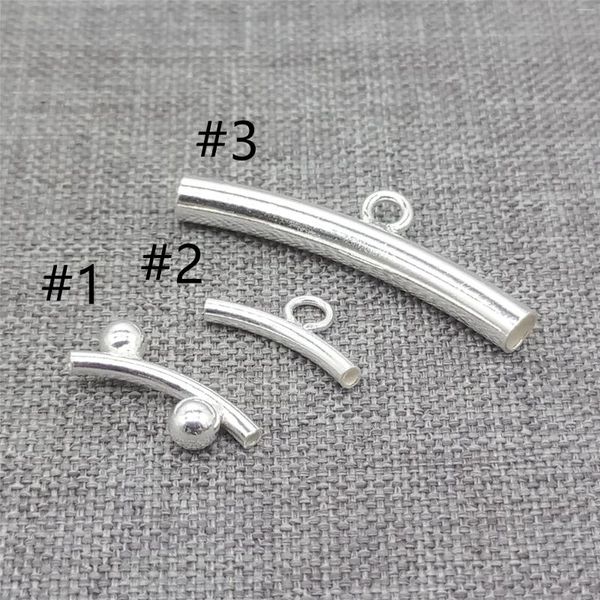 Piedras preciosas sueltas, 10 piezas de cuentas de tubo curvo de plata de ley 925 con espaciadores de fianza para collar de pulsera