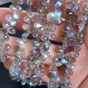 Pierres précieuses en vrac 10 pièces, perles Labradorite goutte à facettes 5-6mm bleu arc-en-ciel pour la fabrication de bijoux à bricoler soi-même FPPJ vente en gros Nature