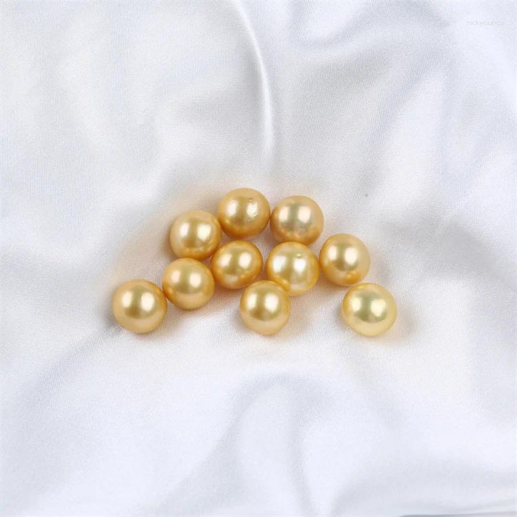Lose Edelsteine 12-13 mm natürlicher Süßwasserknopf Goldener Perle Großhandel Schmuck