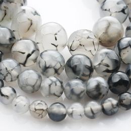 Pierres précieuses en vrac 15 "(38cm) Strand Round Natural Black Evil Agate Stone Rocks 4mm 6mm 8mm 10mm 12mm Perles de pierres précieuses pour bracelet bijoux