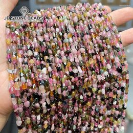 Pierres précieuses en vrac 15 "pouces 4-6mm perles de gravier de tourmaline colorées naturelles pierre de cristal de puce de forme libre irrégulière pour la fabrication de bijoux bracelet