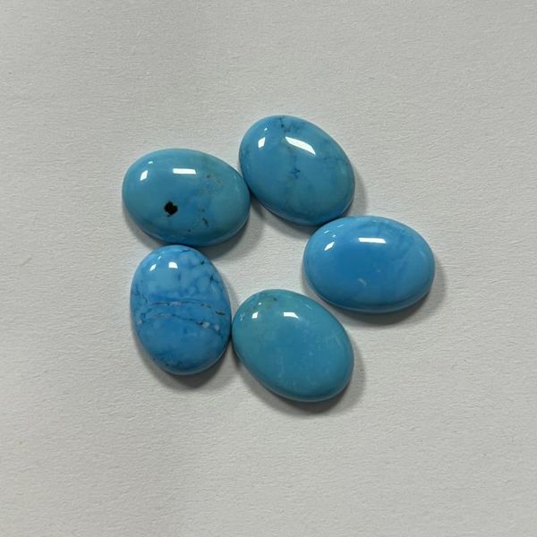 Piedras preciosas sueltas 15x20 mm Natural Azul Turquesa Oval Cabujón con parte posterior plana Piedra preciosa original para anillo