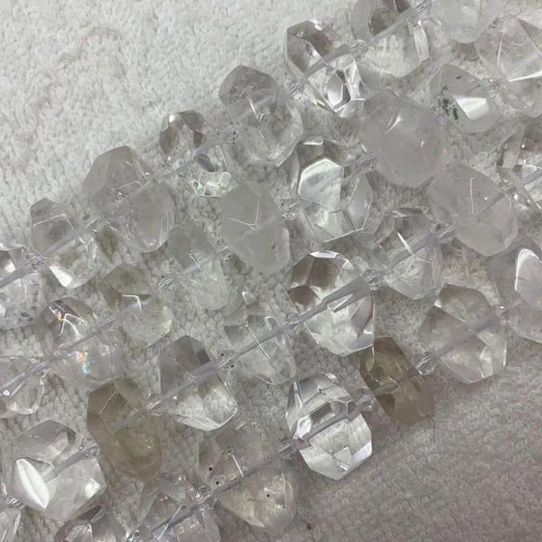 Piedras preciosas sueltas, cuentas de cristal de cuarzo de roca blanca facetadas ovaladas de 16-18mm, espaciador DIY de piedra Natural para fabricación de joyas, hebra de 15