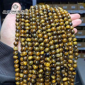 Losse edelstenen 1A natuurlijke gele tijgerogen stenen kralen ronde spacer 4 6 8 10 12 14 16MM kies maat voor sieraden maken armband ketting