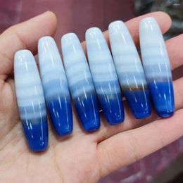 Piedras preciosas sueltas 1 unids/lote Ágata rayada natural Dzi azul-blanco lisa la misma pieza de materia prima accesorios etnográficos joyería hecha a mano