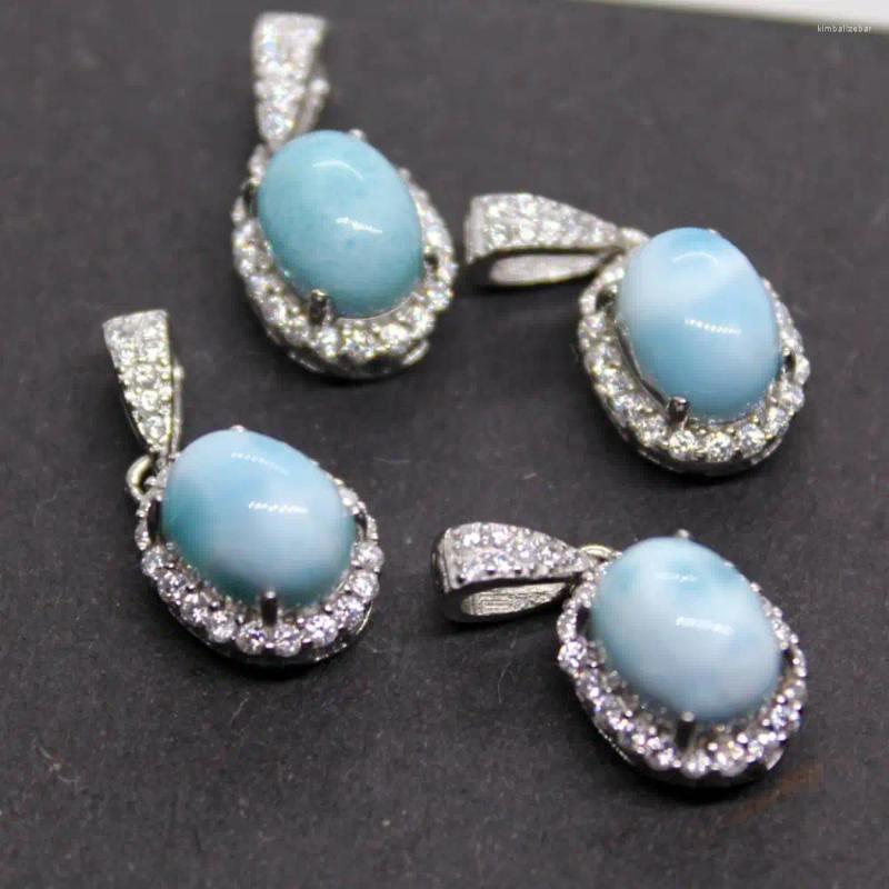 Loose Gemstones 1pcs Natural Larimar 925 Sterling Silver Pendant Approx6 8mm Send Randomly