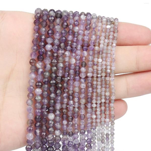 Gemystones en vrac 2 3 4 mm Amethystes en pierre naturelle Perles à facettes minuscules pour les bijoux de bricolage Collier de bracelet 15 pouces en gros