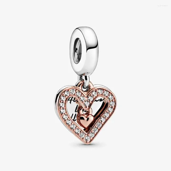 Pierres précieuses en vrac 2023 Printemps 925 Perles en argent sterling Sparkling Freehand Heart Dangle Charm Fit Bracelets originaux Femmes DIY Bijoux