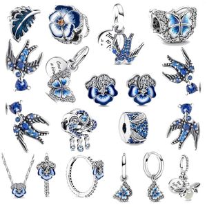 Loose edelstenen 2023Spring Charm Swallow Blue Pansy Flower Red Ladybird Butterfly Firefly Bead Pendant oorrang Fit armband ketting