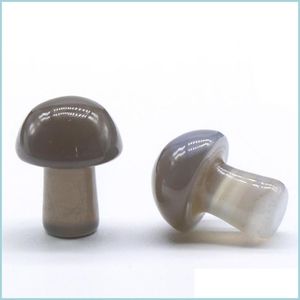 Pierres Précieuses En Vrac 20Mm Gris Agate Champignon Scpture Mini Champignons Décoration De Pierres Précieuses Colorf Pierre Décor Artisanat Pour Jardin Cour Drop D Dh8O0