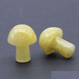 Pierres précieuses en vrac 20 mm en forme de champignon, statue de pierre précieuse sculptée en jade jaune, champignons, artisanat pour la guérison des chakras Reiki N Dhgarden Dhtoj