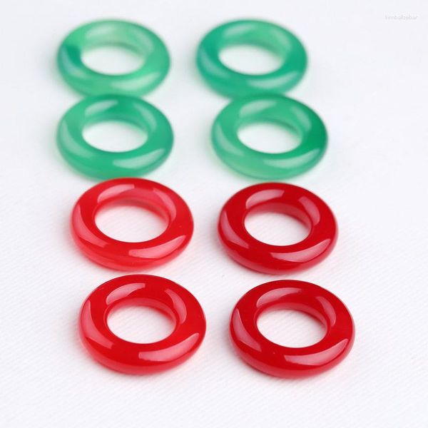 Piedras preciosas sueltas de 20 mm, cuentas de anillo de ágata roja y verde para la fabricación de joyas, pulsera Diy, dijes, collar, pendientes, accesorios de cuentas de donut